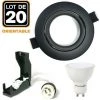 EUROPALAMP 20 Spots Encastrables Orientables Noir Matt Avec GU10 LED De 5W Eqv. 40W Blanc Froid 6000K