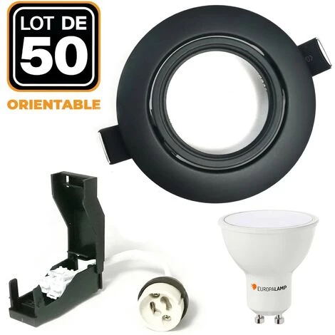 EUROPALAMP 50 Spots Encastrables Orientables Noir Matt Avec GU10 LED De 7W Eqv. 56W Blanc Neutre 4500K 1 EUROPALAMP 50 Spots Encastrables Orientables Noir Matt Avec GU10 LED De 7W Eqv. 56W Blanc Neutre 4500K