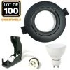 EUROPALAMP 100 Spots Encastrables Orientables Noir Matt Avec GU10 LED De 7W Eqv. 56W Blanc Chaud 3000K