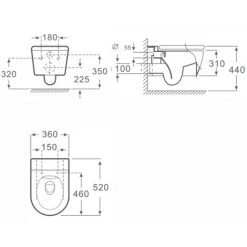 EUROPALAMP Pack Complet WC Sans Bride Bati Autoportant + Cuvette Noir Brillant Sans Bride + Plaque Blanche DESIGN -EUROPALAMP Soldes 2022 64072508 5