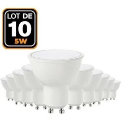 EUROPALAMP 10 Ampoules GU10 5W Eq. 40W Blanc Chaud 3000K Haute Luminosité