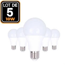 EUROPALAMP 5 Ampoules LED E27 A60 10W 220V 4500K Blanc Neutre Haute Luminosité - Blanc Neutre 4500K