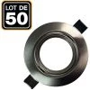 EUROPALAMP Lot De 50 Collerettes Supports Encastrables Orientables SPOT LED Rond Alu Brossé - Diametre 90mm - Trou De Perçage 65mm - Alu Brossé