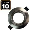 EUROPALAMP Lot De 10 Collerettes Supports Encastrables Orientables Spot LED Rond Alu Brossé - Diametre 90mm - Trou De Perçage 65mm - Alu Brossé