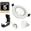 EUROPALAMP Lot De 5 Spot Encastrable Orientable BLANC Avec GU10 LED De 5W Eqv. 40W Blanc Chaud 3000K - Blanc Chaud 3000K