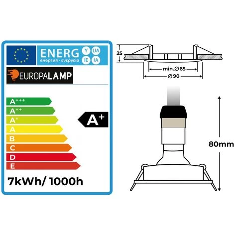 EUROPALAMP 5 Spots Encastrable Orientable Alu Brossé Avec GU10 LED De 7W Eqv. 56W Blanc Chaud 2700K - Blanc Chaud 3000K 3 EUROPALAMP 5 Spots Encastrable Orientable Alu Brossé Avec GU10 LED De 7W Eqv. 56W Blanc Chaud 2700K - Blanc Chaud 3000K – Image 3