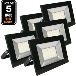 EUROPALAMP Lot De 5 Projecteurs Led 10W Ipad 6500k Haute Luminosité