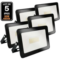 EUROPALAMP 5 Projecteurs LED 50W Ipad Blanc Neutre 4000K Haute Luminosité