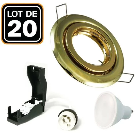 EUROPALAMP 20 Spots Encastrable Orientable DORÉE Avec GU10 LED De 5W Eqv. 40W Blanc Froid 6000K - Blanc Froid 6000K 1 EUROPALAMP 20 Spots Encastrable Orientable DORÉE Avec GU10 LED De 5W Eqv. 40W Blanc Froid 6000K - Blanc Froid 6000K